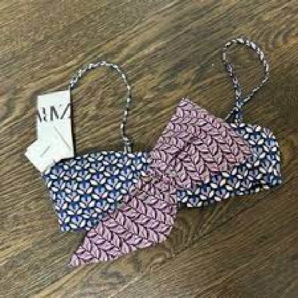 Zara bow retro bikini top purple blue blogger favorite size S - Picture 7 of 7